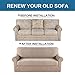 H.VERSAILTEX Modern Spandex 2 Pieces Sofa Cover Lycra Jacquard High Stretch Sofa Slipcover Stylish Furniture Cover/Protector Machine Washable- Sofa- Sand