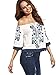 Milumia Women's Casual Print Off Shoulder Flare Sleeve Top Loose Blouse