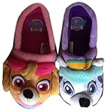 Paw Patrol Girls Slippers Syke and Everset Fleece Slip On (Large (9-10))