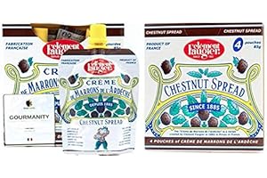 Clement Faugier Chestnut Spread Two Boxes of 4 Pouches Each | Chestnut Jam Pouch | Creme De Marron Chestnut Puree | Chestnut Paste French | Chestnut Cream, Kosher | Produced For Gourmanity (3 oz x 8, Net Wt. 24 oz)
