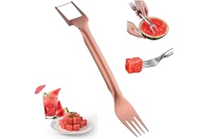 SENOY Watermelon Fork Slicer Cutter, Watermelon Cutter Slicer 2-in-1 Watermelon Fork Slicer Stainless Steel Watermelon Cube Cutter Quickly Safe Watermelon Knife for Kitchen Gadget