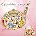 Matashi 24K Gold Plated Miniature Teapot and Teacup Ornaments Set Crystal Studded Perfect Hostess Gift, for Mom, Grandmother, Girlfriend