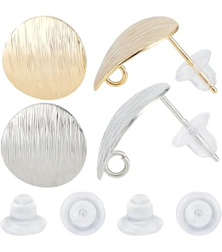 40Pcs Ball Ear Stud Findings - 18K Gold Plated Textured Earring Posts With Backs