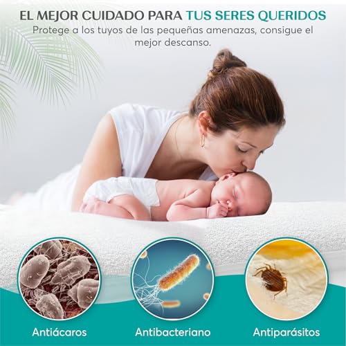 FOCARIS Home Waterproof and Adjustable Mattress Protector Cover Mattress Cover 200 x 200 cm Thickness 30 cm Antibacterial / Anti Dust Mite Protector 200 Mattresses 200 x 200 cm Packaging Presentation Gift