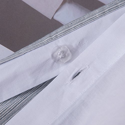 Merryfeel Cotton Duvet Cover Set,100% Cotton Yarn Dyed Striped Duvet Cover Set - Full/Queen Grey