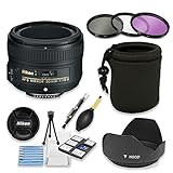 Nikon AF-S NIKKOR 50mm F/1.8G Lens Bundle With Professional HD Filters,
Lens Hood, Lens Case, 5 Piece Lens Starter Kit.