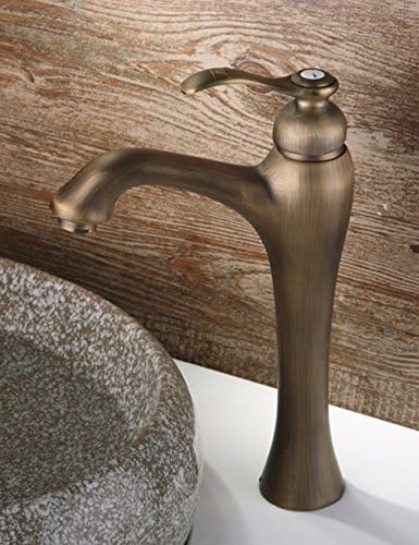 Kitchen Sink Tap Waterfall Basin Taps Full copper antique above counter basin wash basin hot and cold single handle single hole basin retro height faucet kitchen Solid Brass Mixer Kitchen Tap