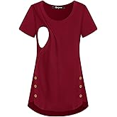 Quinee Women's Casual Button Side Nursing Tops Maternity Breastfeeding Tunic