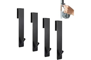 4-Pack Heavy-Duty Black Shower Hooks – Stainless Steel Towel Hangers with Soft Liner, No Drilling Required, Ideal for Bathroo