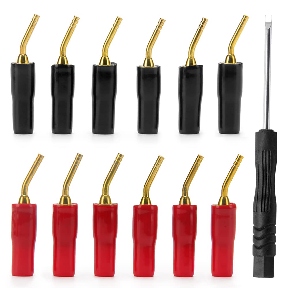 KUOQIY 12 PCS Gold Plated 2mm Banana Plug Pin Screw Type, Audio Amplifier Wiring Plug Adapters Speaker Pin Connectors (6 Red + 6 Black) — image 1