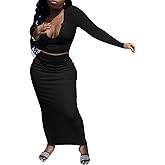 Sriswel Womens Sexy Summer Scoop Neck Ribbed 2 Piece Outfits Dress Crop Tank Top Maxi Long Skirt Set Beach Party Dress