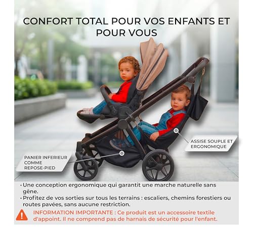 Dreamini Pram Hammock with Safety Net – Pram Accessory for Children 2-5 Years – Compatible with Most Strollers with Underseat Basket – Comfortable Alternative to Buggy Board