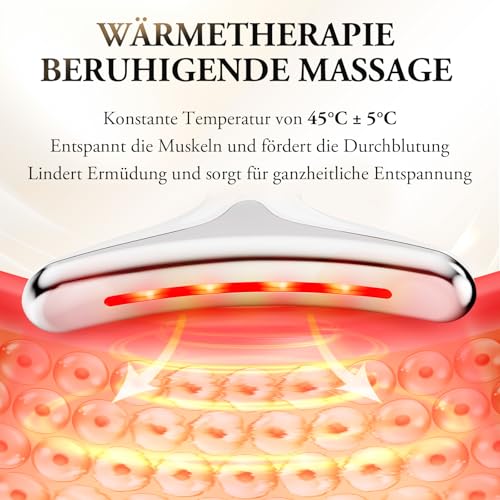 Gesichtsmassagegerät, ANLAN Gua Sha Elektrisch Beauty Gerät mit 7 Lichtfarben, 40±3℃ Wärmefunktion und 3 Modi Gesichtsmassage – Face Massager für Hautkomfort & Hilft bei der Straffung der Haut