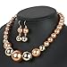 Faux Big Brown Pearl Choker Necklace With Earrings Set