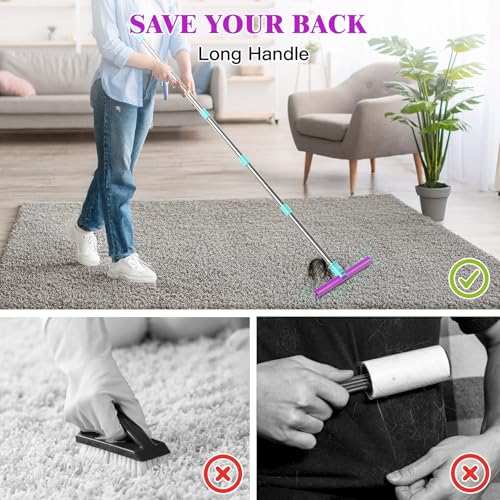 Carpet Rake with 57" Long Handle for Dog Hair Remover,Double Sided,Push or Pull,Easy to Work,Upgrated Carpet Brush for Pet Hair,Reusable Lint Rollers