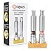 OPUX Premium Salt and Pepper Push Button Grinder Set | One-Hand Pump and Grind Salt Shaker Mill, Modern Thumb Press Pepper Grinder, Brushed Stainless Steel | Bamboo Stand Included