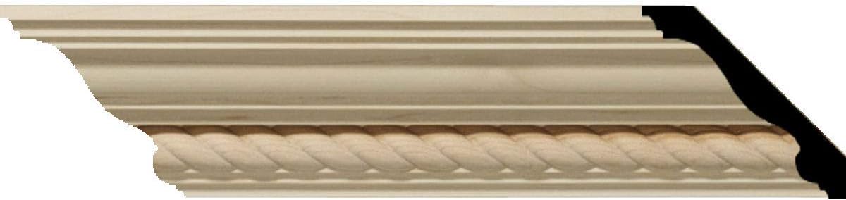 Ekena Millwork MLD02X02X03ADAL Andrea Rope Carved Wood Crown Moulding, 2 1/4"H x 2 3/8"P x 3 1/4"F, Alder - Wood Moldings And Trims - 