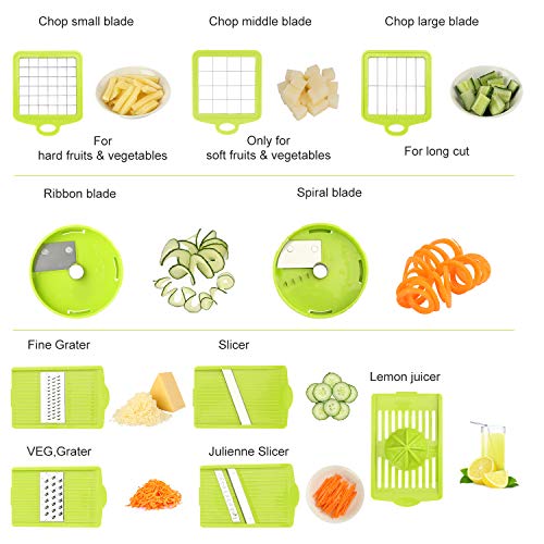 TOROTON Vegetable Chopper Mandoline Slicer Dicer, Onion Chopper Spiralizer Vegetable Slicer, Veggie Food Choppers Dicers for Fruits & Vegetables, 9 Blades