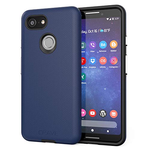 Crave Dual Guard for Google Pixel 3 Case, Shockproof Protection Dual Layer Case for Google Pixel 3 - Navy