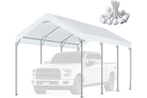 N\P 10'x20' Carport Replacement Top Canopy Cover for Car Garage Shelter Tent Party Tent with Ball Bungees White (Only Top Cover, Frame is not Included)