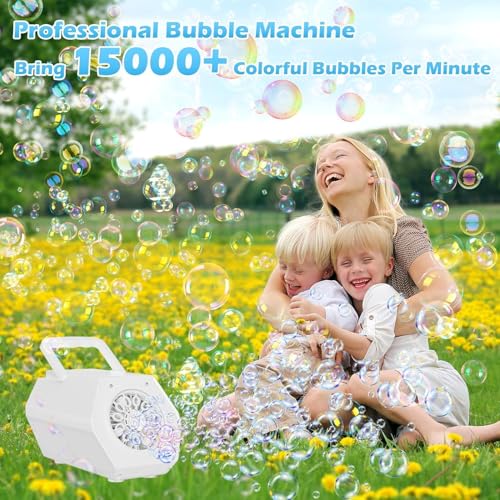 Professional Automatic Portable USB Rechargeable Bubble Machine - 10000 Bubbles/Min, 2 Speed, 240ML Tank, Bubble Toys for Kids, for Birthday/Wedding/Party/Outdoor