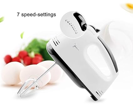 Shree-Hari 7-Speed Lightweight Hand Mixer with Chrome Beater + Dough Hook