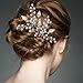 Jetec 4 Pieces Sliver Bridal Hair Pin Set Wedding Leaf Hair Pin and Elegant Ladies Pearl Rhinestone Hair Clip Wedding Bridal Jewelery Hair Accessories for Women and Girls