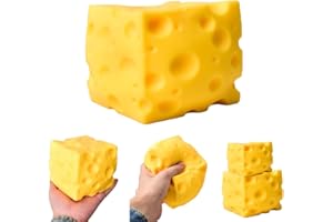 Yellow Big Cheese Squishy, Jumbo Squishy Cheese Cube, Slow Rising Soft Squeeze Toy, Soft Novelty Rebounding Sensory for Relax