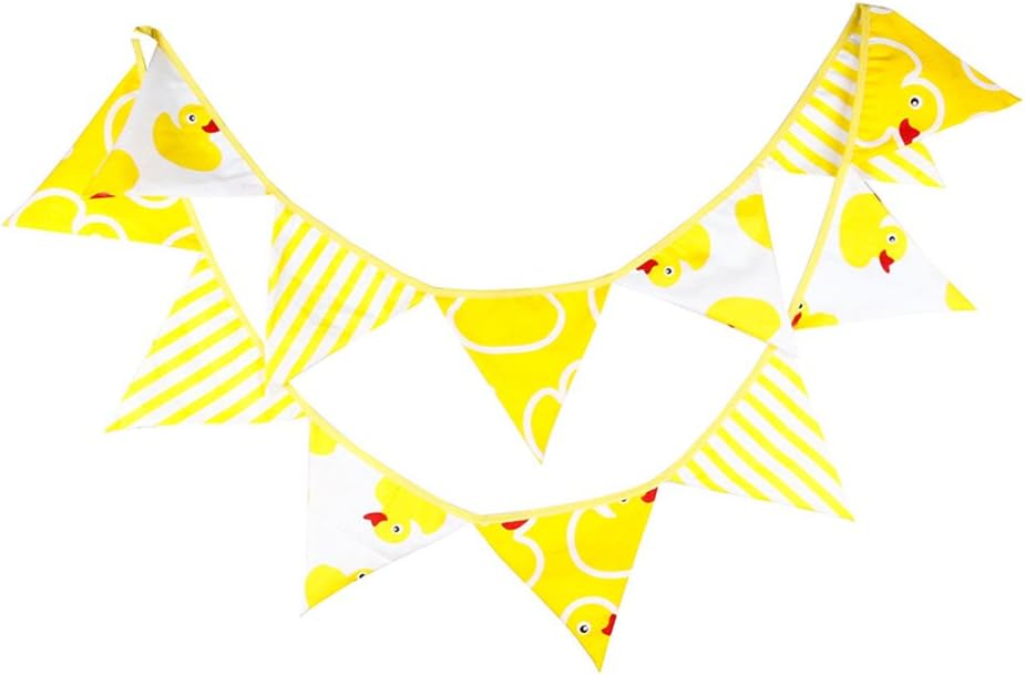 Demiawaking 10ft Fabric Bunting Flags, Vintage Ducks Bunting Banner Pennant Triangle Bunting Garland Wedding Birthday Party Outdoor Home Decoration