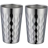 BOOTLION 10oz Stainless Steel Cup Set, 2Pcs Double Wall Metal Cup，Vacuum Stackable Insulated Portable Drinking Tumblers Unbreakable Glasses，for Home Outdoor Restaurant(Silver)