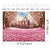 Pink Theme Party Decoration Flower Cherry Blossoms Backdrop Fairytale Princess Castle Backdrop Baby Shower Photo Background for Baby Girl Birthday Party Decoration 7x5FT 003