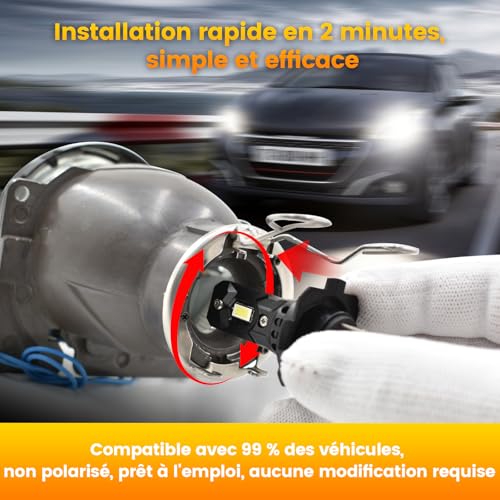 Onraying H7 LED, 48000LM 6500K Cool White, 12V H7 LED Headlight Bulb Car Automobile Aveentiator, 900% Brightness, 1:1 Mini Size, Halogen Replacement, 2 Pieces