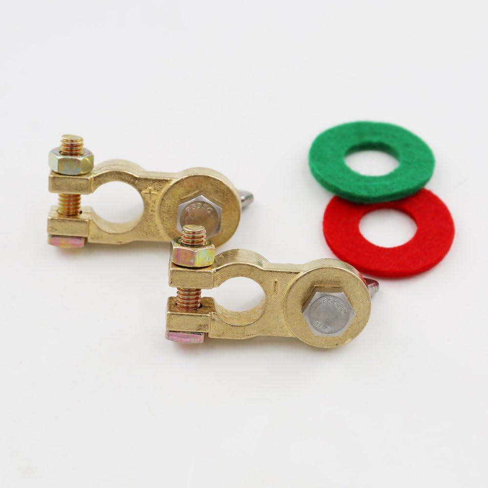 UTSAUTO Thickened Brass Battery Terminal Set 2Pcs Positive & Negative Car Battery Terminal Connectors Clamp For Truck Van Marine Boat Max Current 300A: Automotive