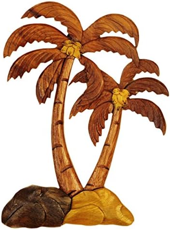 Hawaiian Style Handmade Wood Magnet Palm Trees Tall &amp; Short
