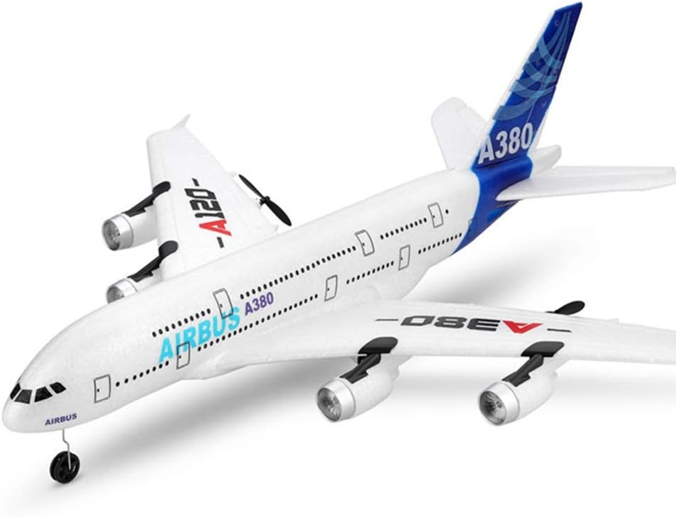 Remote Control A380 Airliner Model Rechargeable 2.4GHz 3CH Radio Control Aircraft White Large RC Plane Toy EPP Anti-fall Outdoor RC Airplane Best Gift for Kids & Adults (Size : 4 battery)
