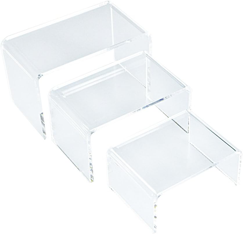 3 Small Acrylic Riser Jewelry Size Set Clear