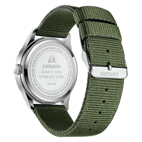 LN LENQIN Mens Watches Unisex Military Sport Nylon Strap Stylish Luminous Fashion Analog Quartz Watch for Men Waterproof Army Tactical Casual Wristwatch