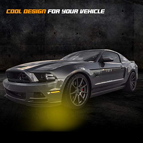 RUXIFEY Front LED Side Marker Lights Smoked Lens Compatible with 2010-2014 Ford Mustang Amber - Pack of 2