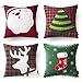 Phantoscope New Merry Christmas 100% Cotton Embroidery Santa Tree Socks Reindeer Throw Pillow Case Cushion Cover 18