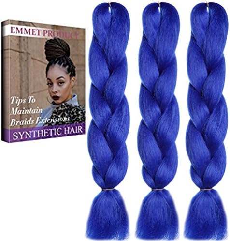 Emmet Jumbo Braiding Synthetic Hair 100g/pc 24" Long Kanekalon African Braids Hair Extension, with Hair Care Ebook (24", 3 Pack, Pure Color 66)