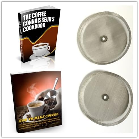 Open Kitchen Replacement Filter Mesh Screens for 8 cup (1000 ml) French Press Coffee Maker Includes Metal Center Ring Stainless Steel Reusable Filter with 2 Bonus Coffee eBooks