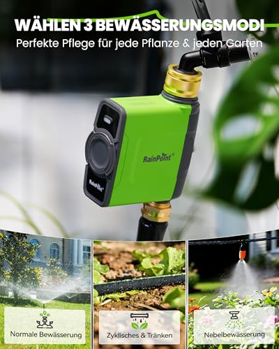 RAINPOINT Irrigation Computer WLAN with Brass Inlet and Outlet, Smart Irrigation Control, APP/Voice Control, Weather Based, Automatic Watering for Garden Lawn, 6 Schedules