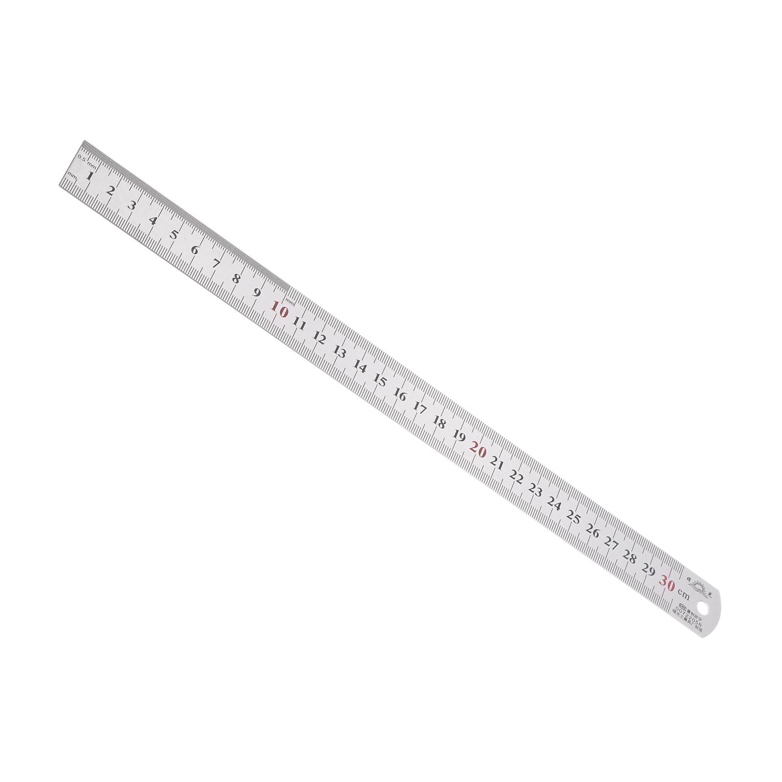 Kozelo Stainless Steel Ruler - [30cm/12 Inch x 1/32 Inch x 1 Inch] Double Reading Straight Edge Measuring Tools for Architectural Design Use | Silver Tone