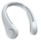 JISULIFE Neck Fan Portable, Personal Wearable Fan with Battery Rechargeable | Bladeless Travel Cooling Design with Powerful Wind, 3 Speeds, Quiet, Gifts for Men/Women/Friends - Grey