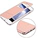 iPhone 8 Plus Case, iPhone 7 Plus Case, LONTECT Slim Thin View Window PU Leather Flip Case with Smart Unlock Metal Slide Touch for Apple iPhone 8 Plus /iPhone 7 Plus - Rose Gold