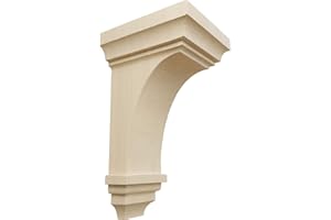 Ekena Millwork CORW06X06X12JERW Large Jefferson Wood Corbels, 6"W x 6 3/4"D x 12"H, Rubberwood