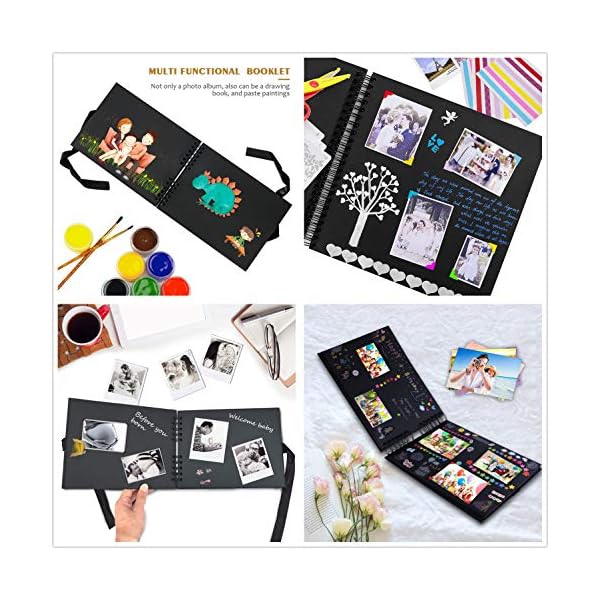 FUNVCE Fotoalbum 80 Schwarze Seiten Scrapbook Fotoalbum zum Selbstgestalten 40Blatt 30.48 x21cm Fotobuch zum Einkleben DIY Spiralalbum Vintage für Baby Valentinstag Geburtstag Geschenk – Bild 6