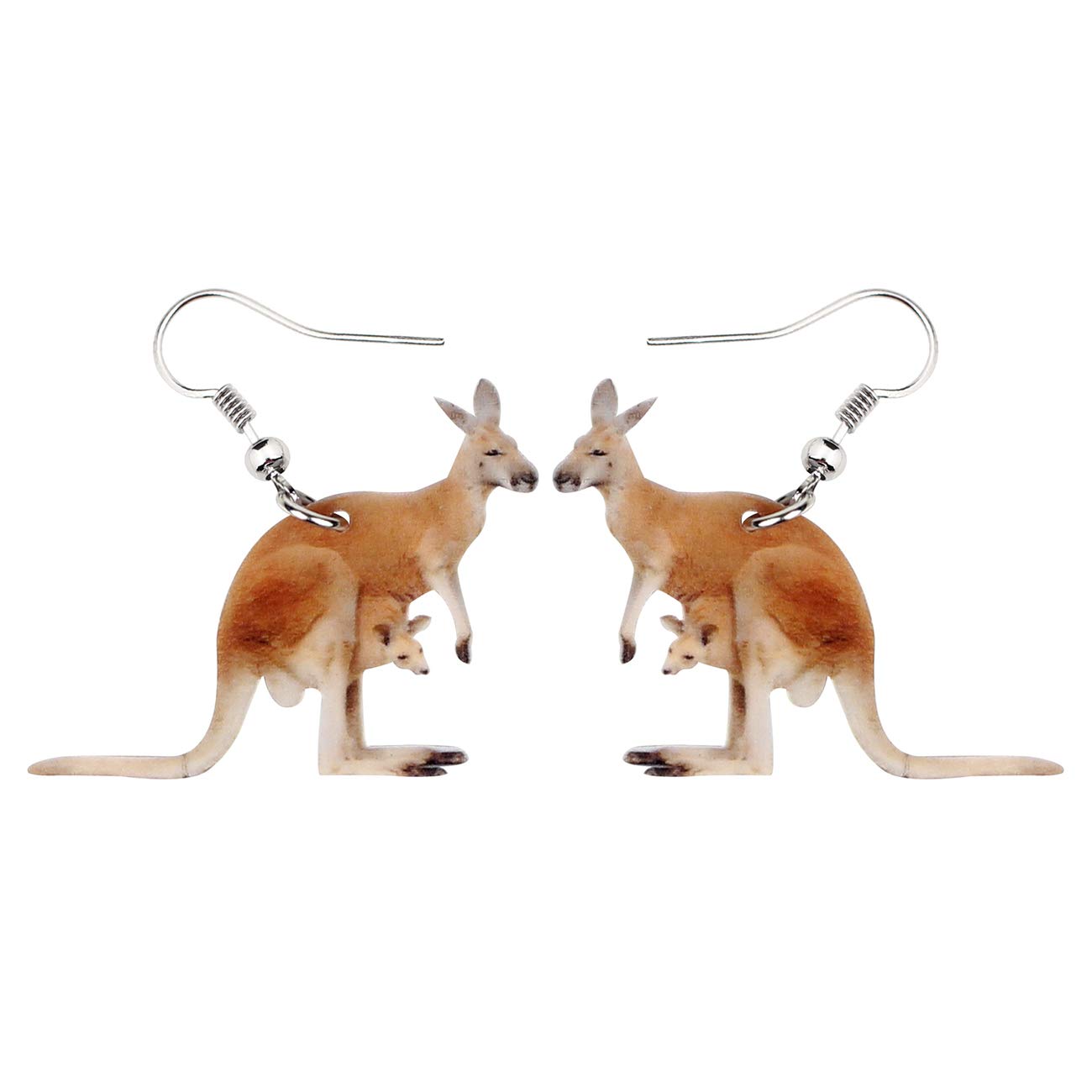 DUOWEI Cute Australian Kangaroo Earrings Dangle Jungle Animals Jewelry for Women Accessories Gifts, Acrylic Stainless Steel, No Gemstone