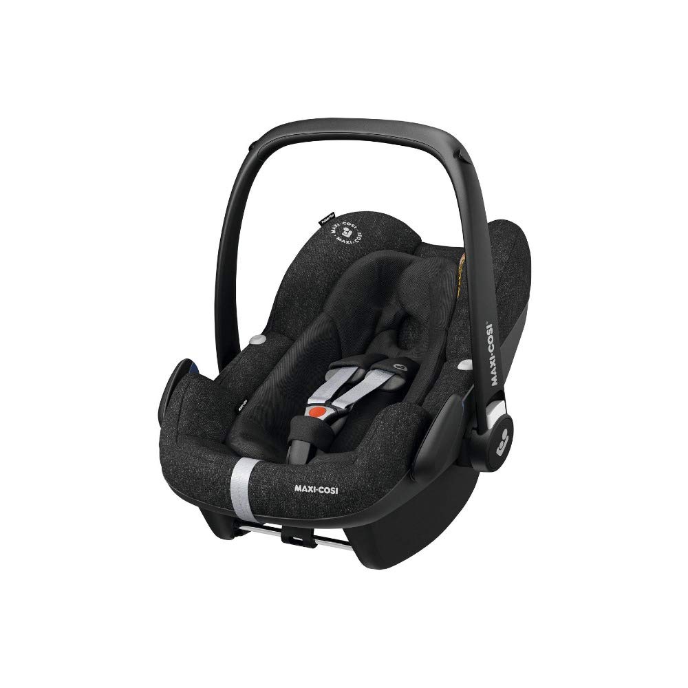Maxi-Cosi Pebble Plus Babyschale, sicherer Gruppe 0+ i-Size Kindersitz (0-13 kg), nutzbar ab der Geburt bis ca. 12 Monate, passend für FamilyFix One Basisstation, nomad black