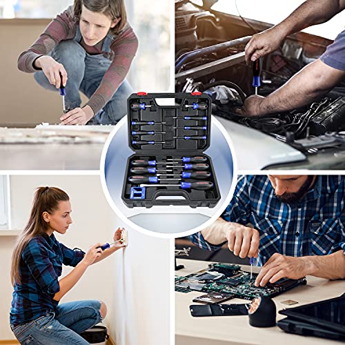 WORKPRO Magnetic Screwdriver Set, 16-Piece Torx Slotted Phillips Precision Screwdrivers with Magnetizer, Organized in Blow Mold Case, for Home Repair and DIY Projects